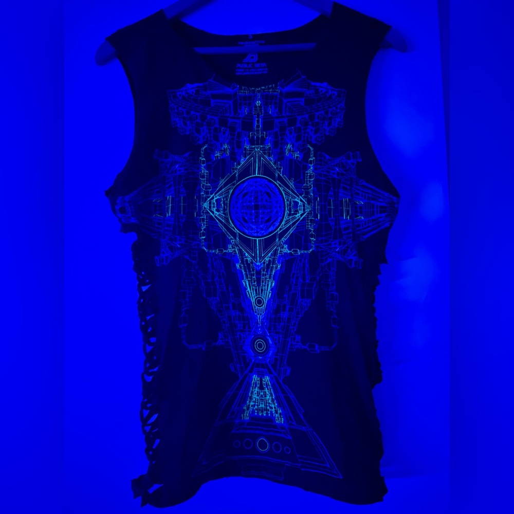 Futuristic Black Geometric Women's Short Sleeve Tee